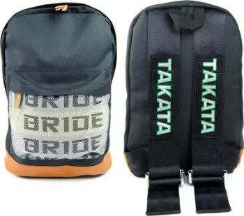 Çantë shpine Takata Bride, me rripa racing, e zezë