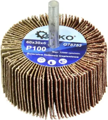 Rrotë bluarëse Geko me lamela, 60x30 mm, shank 6 mm, P100