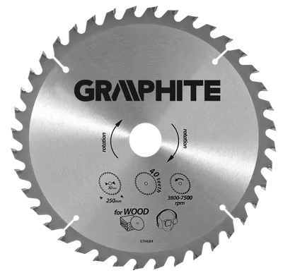 Teh rrethor Graphite 57H681, 216mm, 60 dhëmbë, gri grafit - 1