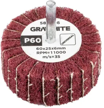 Rrotë flap me fibër abrasive RHODIUS 60 x 25 x 6 mm, granulim P60