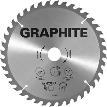 Teh rrethor për dru Graphite 57H686, 255x30mm, 40 dhëmbë karbidi, gri