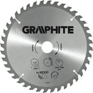 Teh sharre Graphite TCT 55H611, 250 x 30 mm, 100 dhëmbë, argjendtë