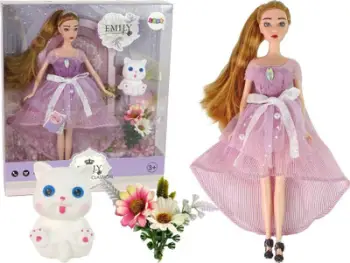 Kukull LeanToys Emily, 30cm, kotele e bardhë, flokë të gjata bionde