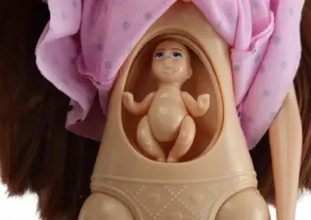Kukull Leantoys Pregnant Doll, fustan rozë, me aksesorë