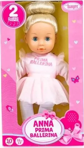 Kukull balerine Bayer Design Prima Ballerina Anna, 33cm, me muzikë, rozë