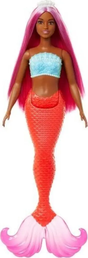 Kukull Barbie Mermaid, flokë magenta, bisht sirene shumëngjyrësh
