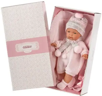 Kukull Llorens Joelle, me zë që qan, 38 cm, rozë