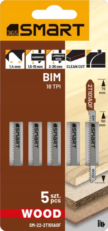Teh sharrë pendël Smart365 BIM 18TPI, set 5 copë, për dru dhe laminat