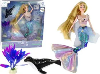 Kukull sirenë Emily Mermaid, me aksesorë, bisht që ndryshon ngjyrë, jeshile