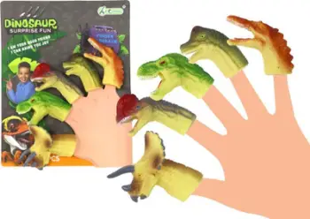 Kukulla gishti dinosaur për fëmijë, set 5 copë, shumëngjyrëshe