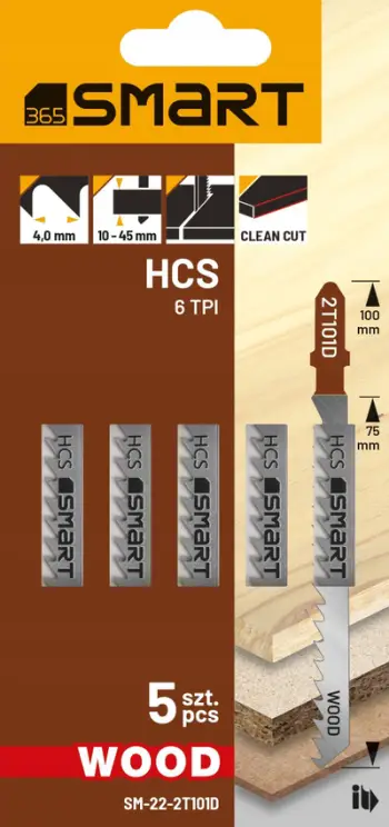 Tehë sharrë elektrike SMART365 HCS Jigsaw Blades, 100mm, 6 TPI, set 5 copë
