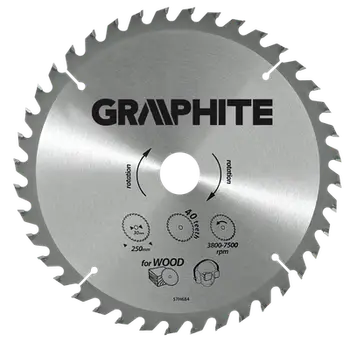 Teh sharre rrethore Graphite 57H676, 200 mm, 40 dhëmbë, metalik