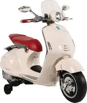 Motoçikletë elektrike për fëmijë Vespa GTS 300, 3 km/h, me drita LED, e bardhë
