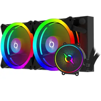 Ftohës procesori AQIRYS Aquarius 240 AiO, radiator 240mm, 2x120mm ARGB, i zi