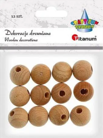 Rruaza druri Titanum Wooden Beads, 19mm, set 12 copë, ngjyrë natyrale