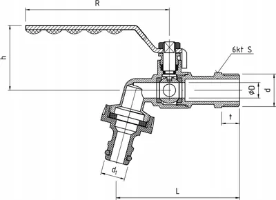 Rubinet uji anti-ngrirje me sferë, 1/2", DN15, inox - 2