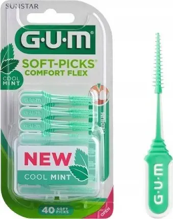 Furça interdentare Gum Soft Picks Comfort Flex Mint Small, 40 copë, aromë mente