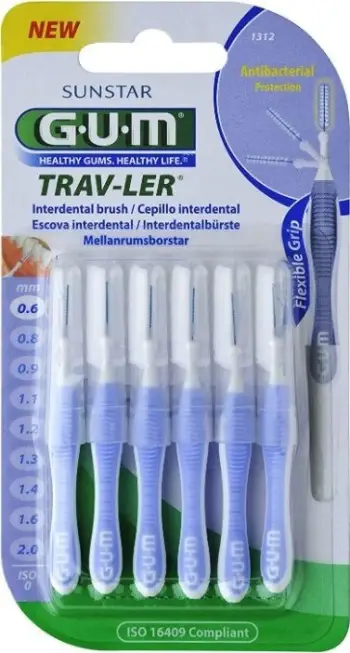Furça ndërdhëmbore Sunstar GUM D.GUM 1312, set 6 copë, ngjyrë vjollcë