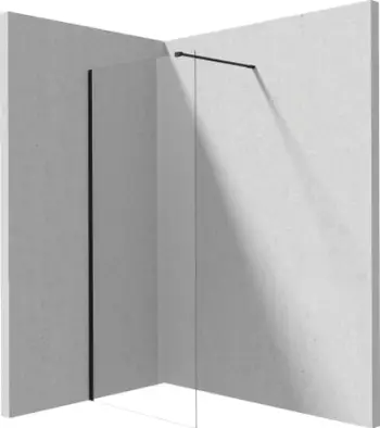 Mur dushi walk in Prizma, 80 cm, xham transparent, profil i zi