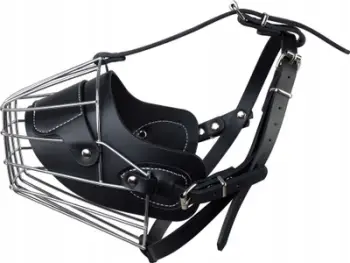 Muzore metalike për qen PET NOVA MUZZLE METAL L, e rregullueshme, imitim lëkure, kafe