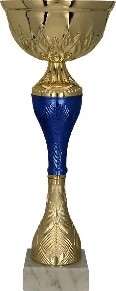 Kupë metalike dekorative Metal Cup 9269E, 26cm, diametër 10cm, ari blu