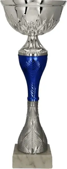Kupë metalike Dekoru 9267C, 30cm, diametër 120mm, argjend me kaltër