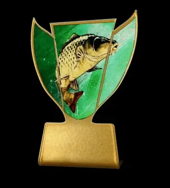 Kupë metalike peshkimi Fishing, trofe dekorativ, argjendtë