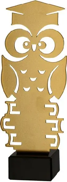 Kupë metalike Victoria Sport Owl, bazë mermeri, dekorative, shumëngjyrëshe