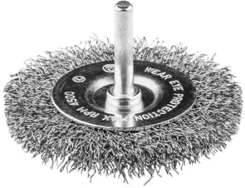 Furçë disk teli INOX, 75mm, bosht 6mm, metalike