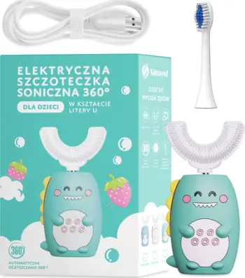 Furçë dhëmbësh elektrike Simed Sonic Toothbrush 360, për fëmijë 2–8 vjeç, formë U, jeshile