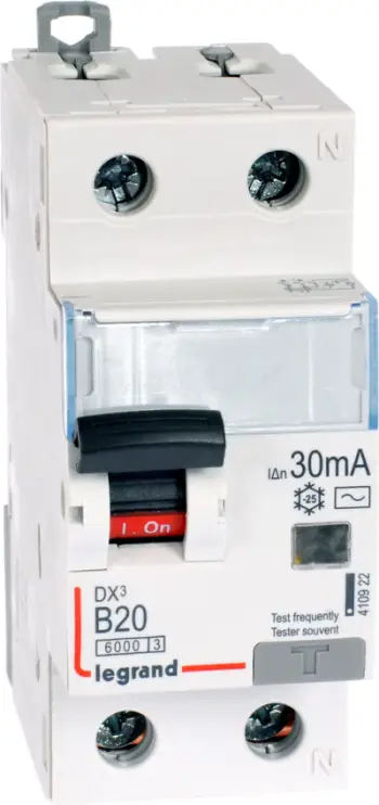 Ndërprerës diferencial Legrand 2P, 20A, 30mA AC, i bardhë