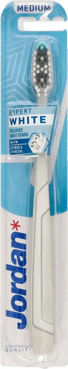Furçë dhëmbësh Jordan Expert White Medium, pastrim zbardhues, shumëngjyrëshe
