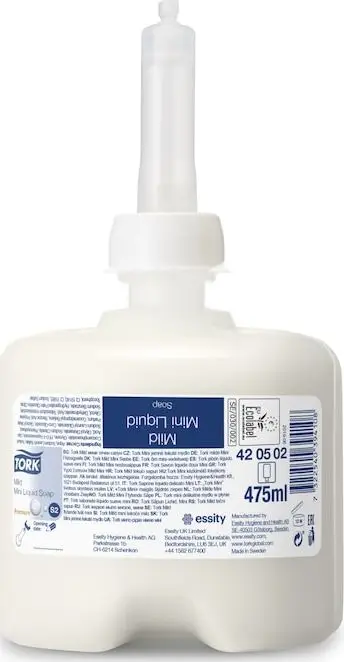 Sapun i lëngshëm Tork 420502 Mild Mini, 475ml, për dozator Tork S2 Mini, i verdhë