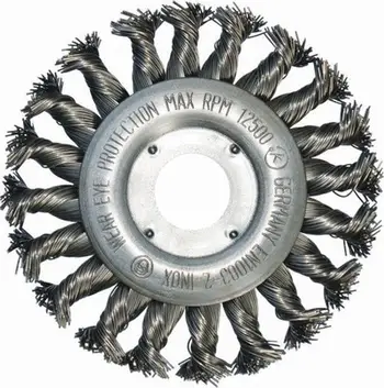 Furçë disk ABRABORO, 115mm, tel i përdredhur inox 0.5mm, vrimë 22.2mm
