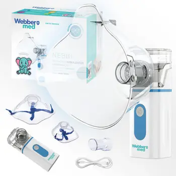 Nebulizator portativ Webber Med NEBBI, teknologji mesh, me bateri të rikarikueshme, i bardhë