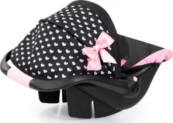 Sedilje kukulle Bayer Deluxe Car Seat Hearts, për kukulla deri 46cm, e zezë rozë