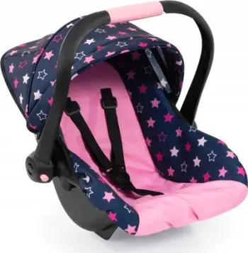 Sedilje kukulle Bayer Design Deluxe Car Seat, 46cm, me mbulesë dielli, blu rozë