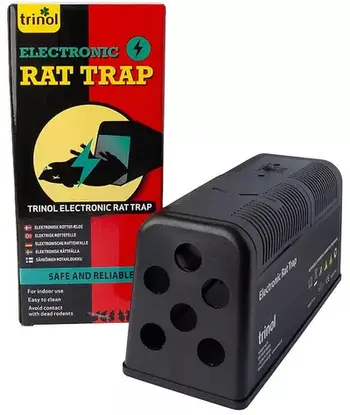 Kurth elektronik kundër minjve Trinol Electronic Rat Trap, me bateri, për ambiente të brendshme, i zi