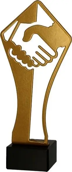Kupë Victoria Sport Trophy Handshake, bazë mermeri, e artë