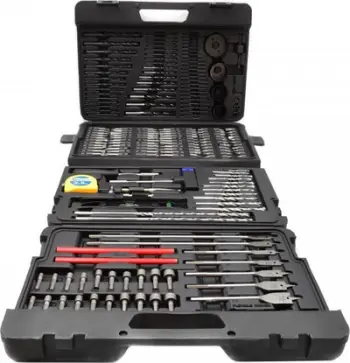 Set aksesorë GEKO G38113, 217 copë, stërvita dhe bita, në valixhe plastike