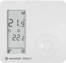 Termostat wireless Euroster 4020TXC6, kontroll dyanshëm, ekran LCD, i bardhë