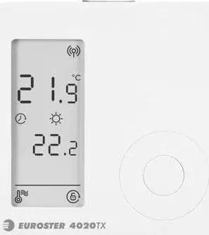 Termostat wireless Euroster E4020TXRX, ekran i madh, funksion PWM, i bardhë