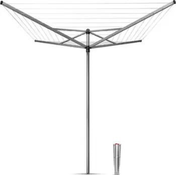 Tharëse rrotulluese Brabantia Topspinner 40m, 4 krahë, kunj metalik tokë, gri