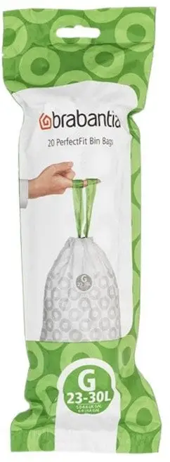 Thasë mbeturinash Brabantia PerfectFit G, 23-30L, 20 copë, të bardhë