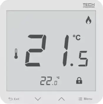 Termostat wireless Tech R-8pz Plus, 230V, montim në mur, i bardhë