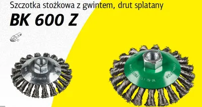 Furçë konike metalike Klingspor K.CONICAL BRUSH, 115mm, fijet inoks, M14 - 1