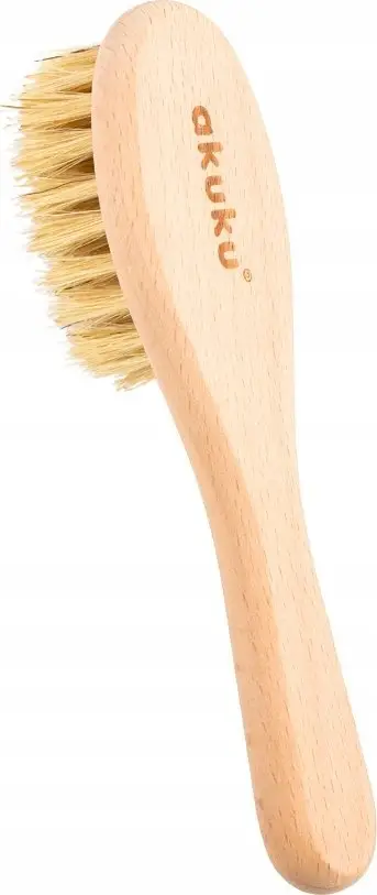 Furçë flokësh për bebe Akuku Natural, dru ahu, qime natyrale