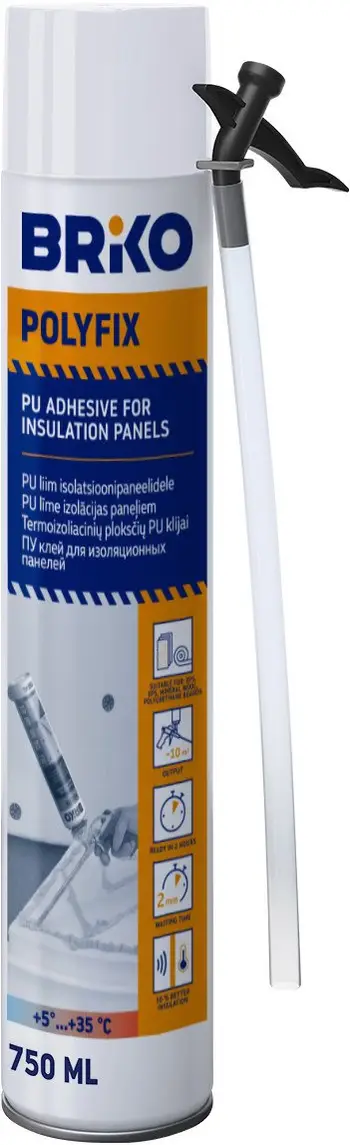 Ngjitës poliuretani BRIKO Polyfix, për panele polisteroli, 750ml, i bardhë