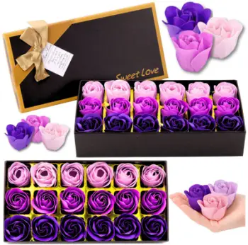 Kuti dhuratë me trëndafila artificialë Eternal Roses, me aromë, 18 copë, lejla