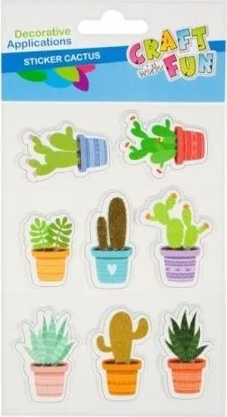 Ngjitëse dekorative Craft with Fun Cacti, 8 copë, shumëngjyrëshe - 1